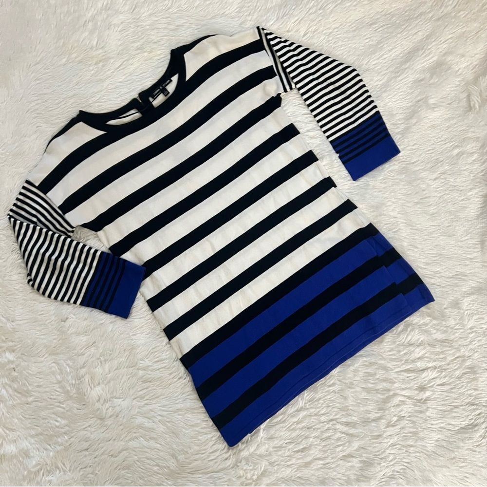 Cable & Gauge Pullover Sweater Women’s Size Small Striped Zip Back Long Sleeve